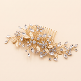 Kendra Bridal Hair Comb – Crystal Leaf Wedding Hair Comb Silver Floral Bridal Hair Accessory