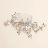 Kendra Bridal Hair Comb – Crystal Leaf Wedding Hair Comb Silver Floral Bridal Hair Accessory