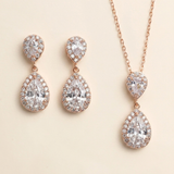 Kensley Rose Gold Teardrop Wedding Jewelry Set