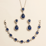 Kensley Sapphire Blue Jewelry Set – Blue CZ Teardrop Bridal Necklace & Earrings Set