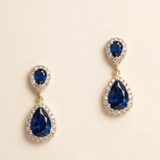 Kensley Sapphire Blue Earrings – Blue CZ Teardrop Bridal Earrings