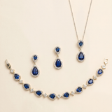 Kensley Sapphire Blue Earrings – Blue CZ Teardrop Bridal Earrings