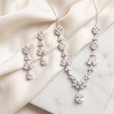 Lucienne Jewelry Set - Silver Cubic Zirconia Bridal Necklace and Earrings