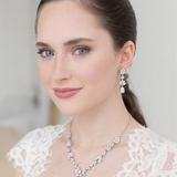 Lucienne Jewelry Set - Silver Cubic Zirconia Bridal Necklace and Earrings