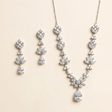 Lucienne Jewelry Set - Silver Cubic Zirconia Bridal Necklace and Earrings