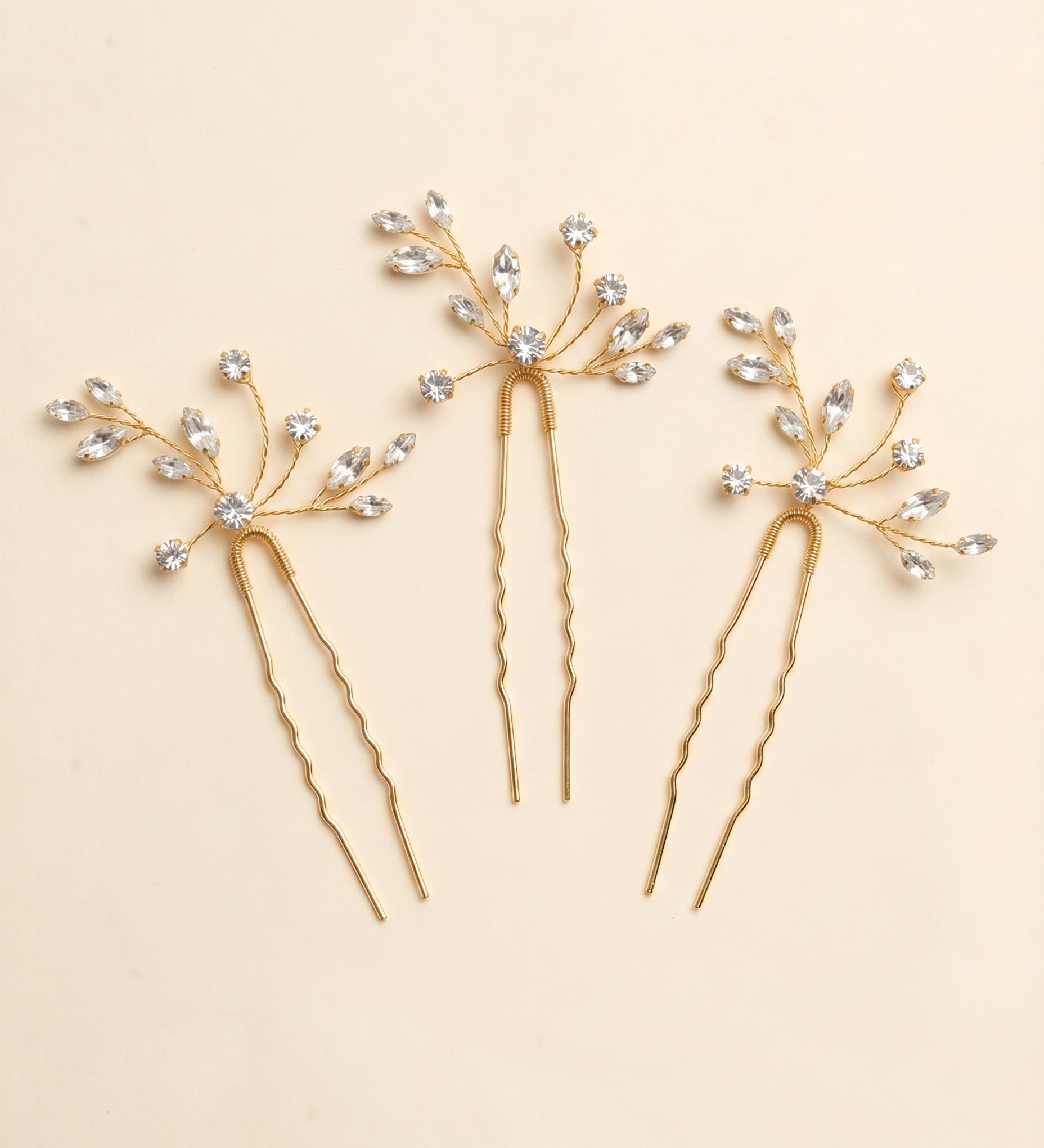 Layla Crystal Hair Pins – Rhinestone Wedding Hair Pins (Set of 3)