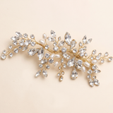 Maddie Pearl Hair Clip – Crystal Pearl Bridal Hair Clip Silver Wedding Headpiece Floral Statement Clip