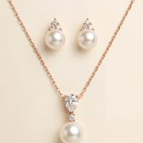 Madelyn Bridesmaid Jewelry Set – Pearl Drop Necklace & Earrings, Bridal Jewelry Gift for Bridesmaids