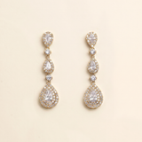 Mandy CZ Teardrop Bridal Earrings – Sparkling Cubic Zirconia Wedding Dangle Earrings