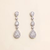Mandy CZ Teardrop Bridal Earrings – Sparkling Cubic Zirconia Wedding Dangle Earrings