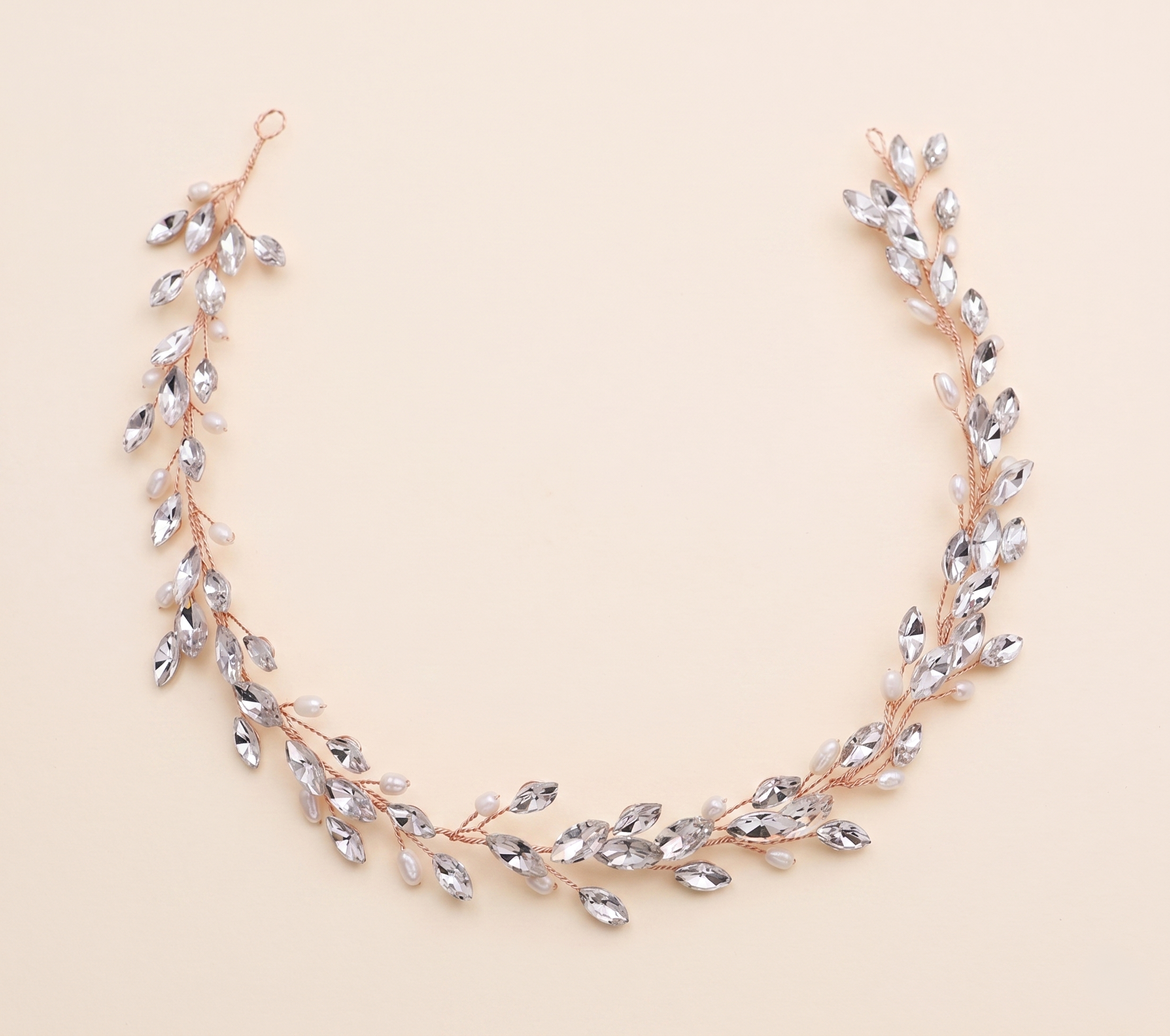 Marcella Pearl Hair Vine – Crystal Bridal Headpiece Wedding Hair Vine Pearl Ribbon Headband