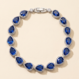 Marley Sapphire Blue Bracelet – Blue CZ Teardrop Bridal Bracelet