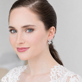Meghan Rehearsal Dinner Earrings – Silver CZ Floral Stud Earrings