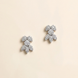 Meghan Rehearsal Dinner Earrings – Silver CZ Floral Stud Earrings