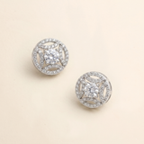 Meghan Wedding Earrings – Royal Inspired Silver CZ Halo Stud Earrings