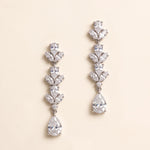 Melody silver CZ bridal earrings with marquise clusters and pear-shaped teardrops
