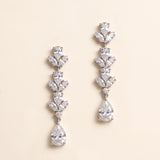 Melody silver CZ bridal earrings with marquise clusters and pear-shaped teardrops