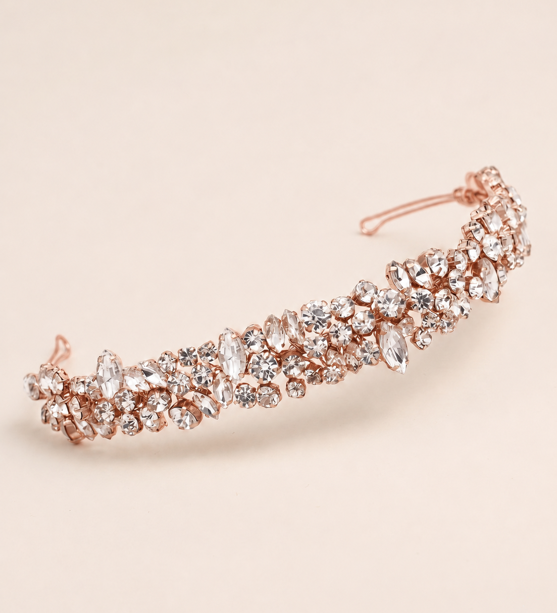 Mosaic crystal wedding headband in rose gold