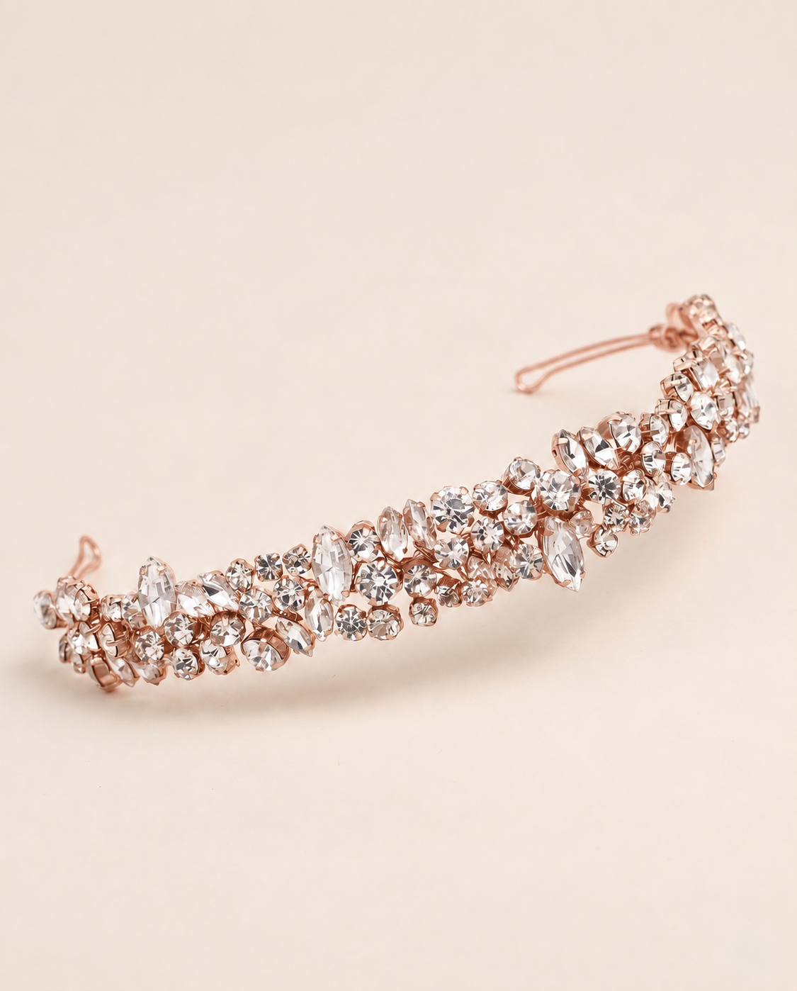 Mosaic crystal wedding headband in rose gold
