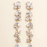 Nala Dramatic Long Earrings – Cubic Zirconia Bridal Drop Earrings Statement Wedding Earrings