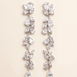 Nala Dramatic Long Earrings – Cubic Zirconia Bridal Drop Earrings Statement Wedding Earrings