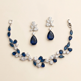 Natalia Sapphire Blue Earrings & Bracelet Set – Blue CZ Bridal Jewelry Set