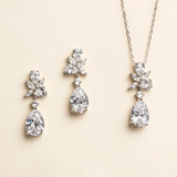 Natalia Jewelry Set – Floral CZ Bridal Necklace and Earrings Set