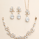 Natalia Gold Jewelry Set – Floral CZ Bridal Necklace, Earrings & Bracelet Set