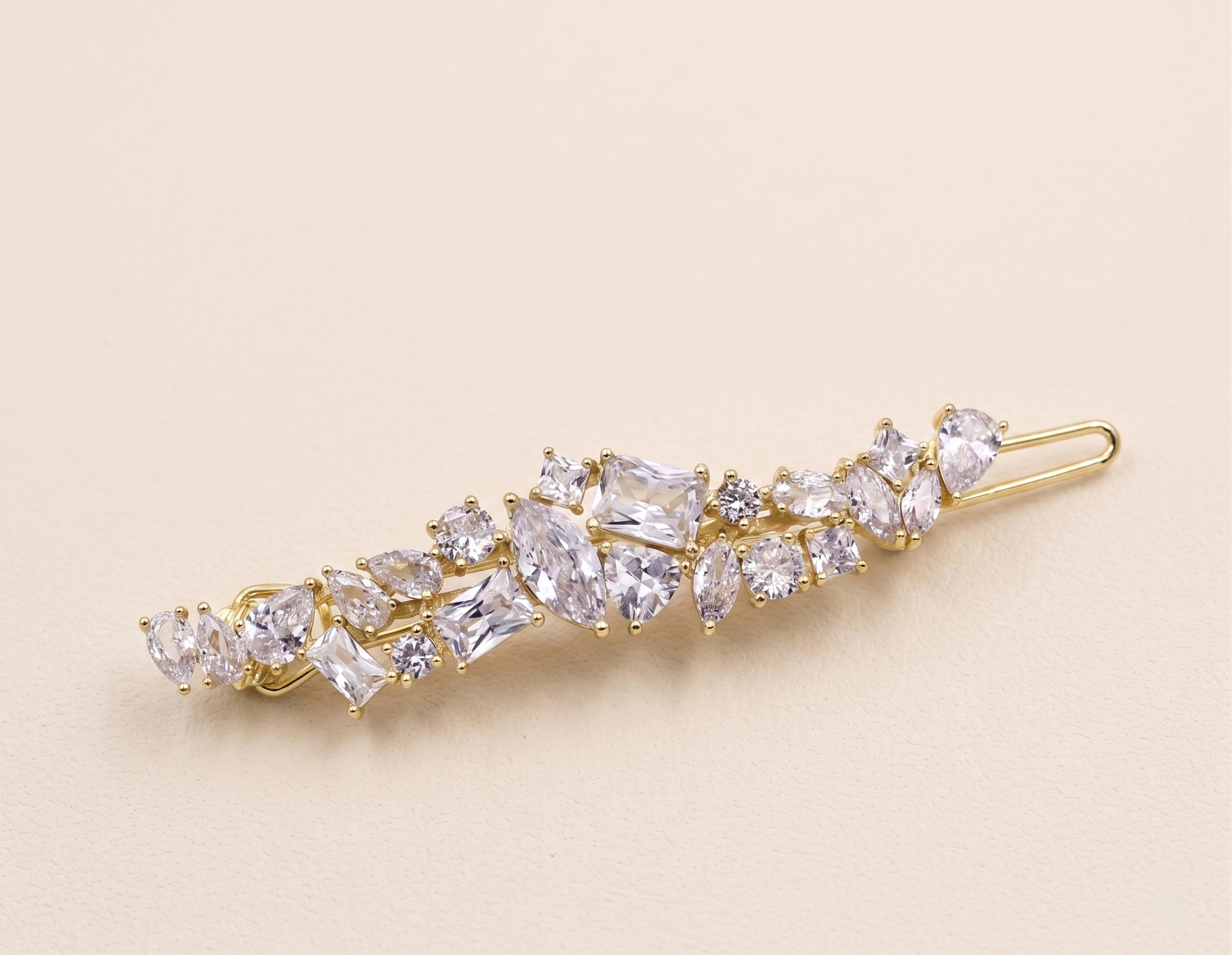 Naya CZ Clip – Cubic Zirconia Bridal Hair Clip Wedding Barrette Crystal Side Clip