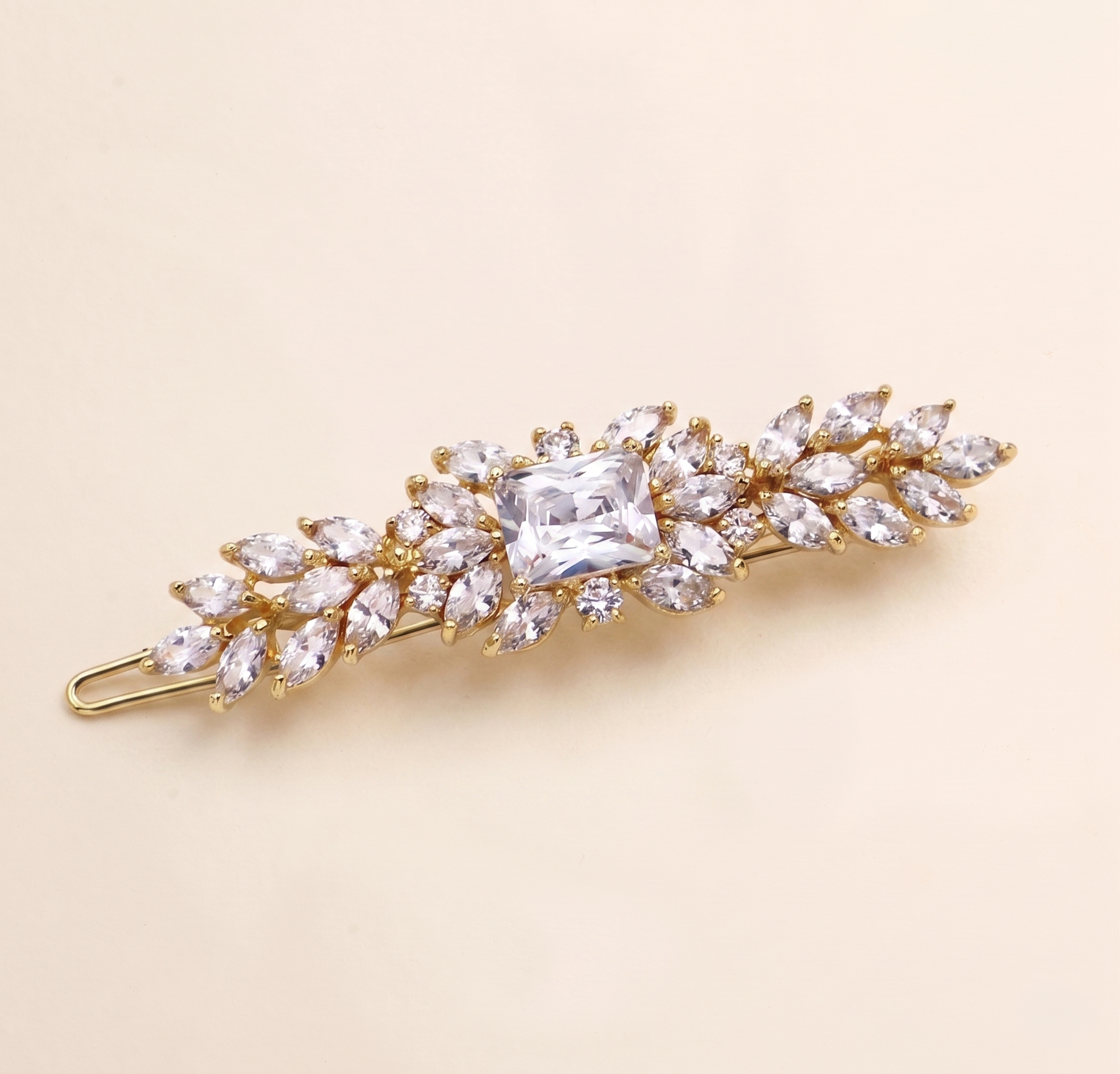 Nina CZ Bridal Hair Clip – Cubic Zirconia Wedding Barrette Crystal Side Hair Clip