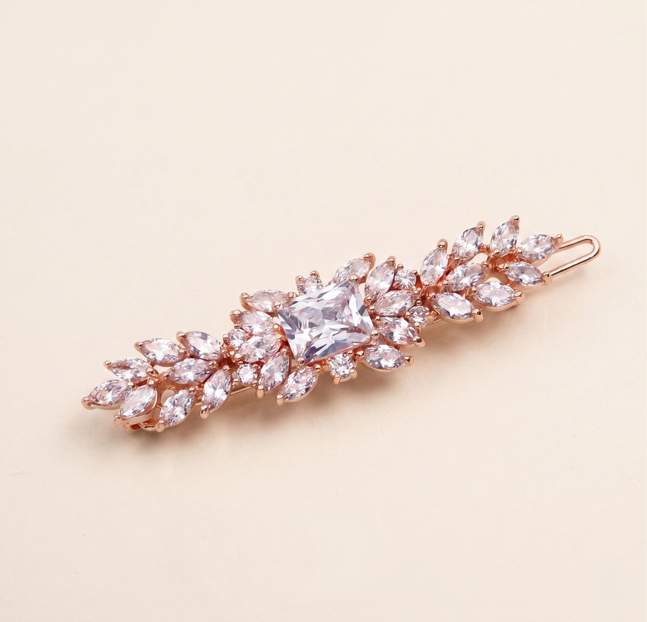 Nina CZ Bridal Hair Clip – Cubic Zirconia Wedding Barrette Crystal Side Hair Clip