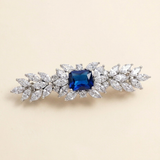 Nina Sapphire Blue Barrette – Blue CZ Crystal Bridal Hair Clip