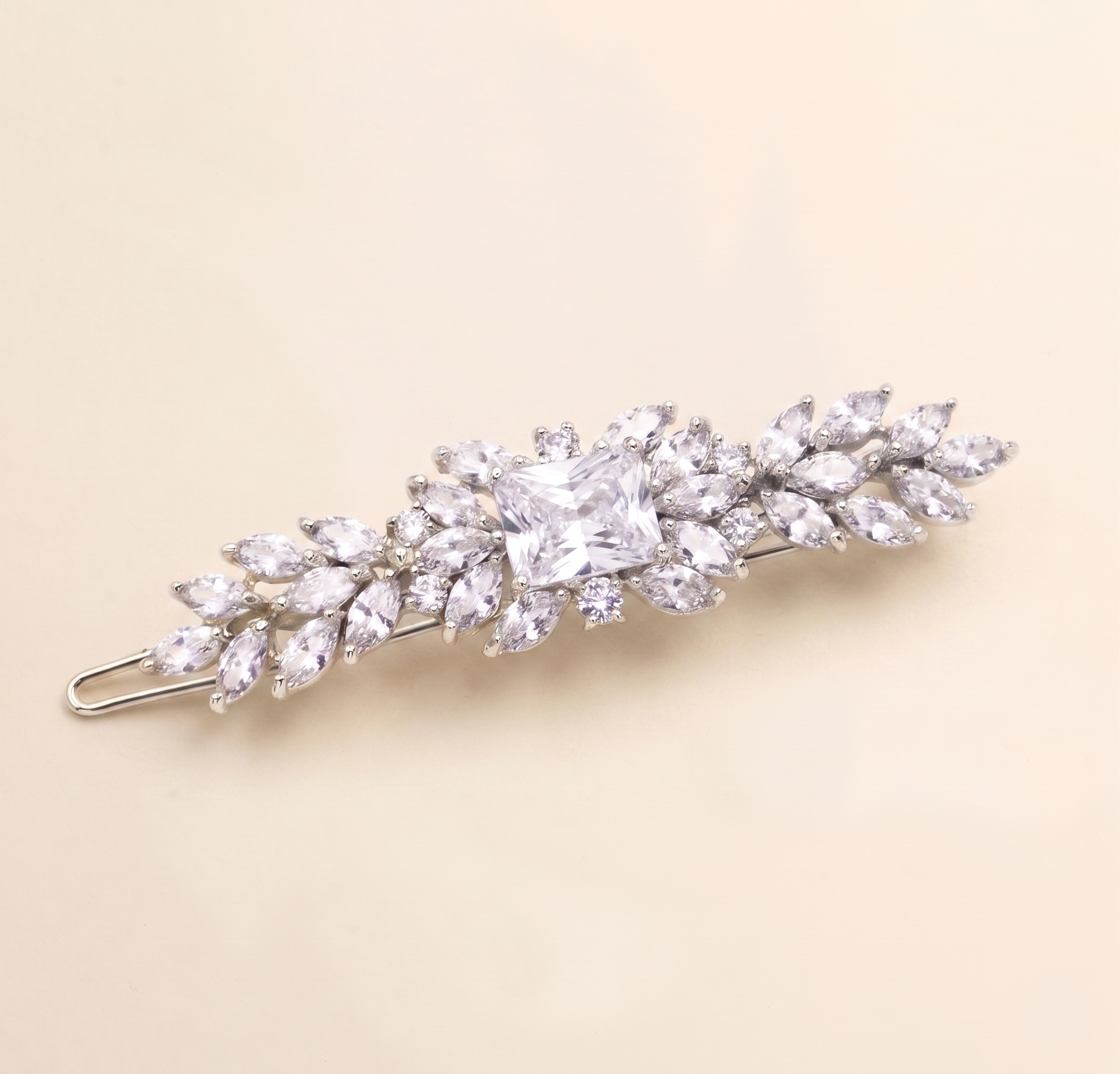 Nina CZ Bridal Hair Clip – Cubic Zirconia Wedding Barrette Crystal Side Hair Clip