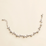 Pearl Flowers Bridal Bracelet - Silver Crystal & White Pearl Wedding Bracelet