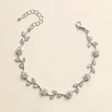 Pearl Flowers Bridal Bracelet - Silver Crystal & White Pearl Wedding Bracelet