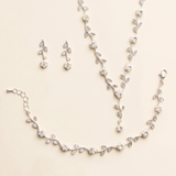 Pearl Flower Bridal Jewelry Set – Crystal Vine Necklace & Earrings Wedding Set