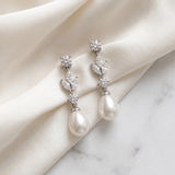 Penelope Pearl Bridal Earrings – CZ Pearl Drop Wedding Earrings