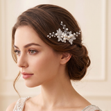 Petals Pearl Bridal Hair Comb - Crystal & Pearl Wedding Hair Accessory