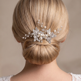 Petals Pearl Bridal Hair Comb - Crystal & Pearl Wedding Hair Accessory