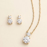 Petite Round Flower Girl Jewelry Set – CZ Necklace & Stud Earrings