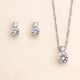 Petite Round Flower Girl Jewelry Set – CZ Necklace & Stud Earrings