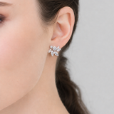 Rosaline CZ Floral Stud Earrings – Silver Wedding Earrings