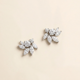 Rosaline CZ Floral Stud Earrings – Silver Wedding Earrings