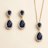 Kensley Sapphire Blue Jewelry Set – Blue CZ Teardrop Bridal Necklace & Earrings Set