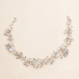 Sheila Bridal Hair Vine – Pearl Crystal Wedding Headpiece Silver Floral Hair Vine