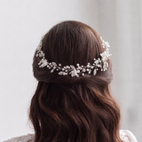 Sheila Bridal Hair Vine – Pearl Crystal Wedding Headpiece Silver Floral Hair Vine