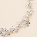 Sheila Bridal Hair Vine – Pearl Crystal Wedding Headpiece Silver Floral Hair Vine