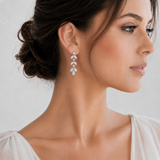 Vivienne CZ Bridal Earrings – Marquise Leaf Wedding Earrings