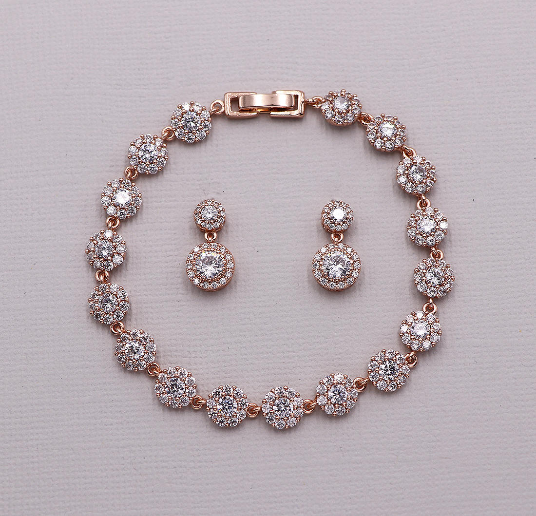 Aubrie Bridesmaids Earrings & Bracelet Set