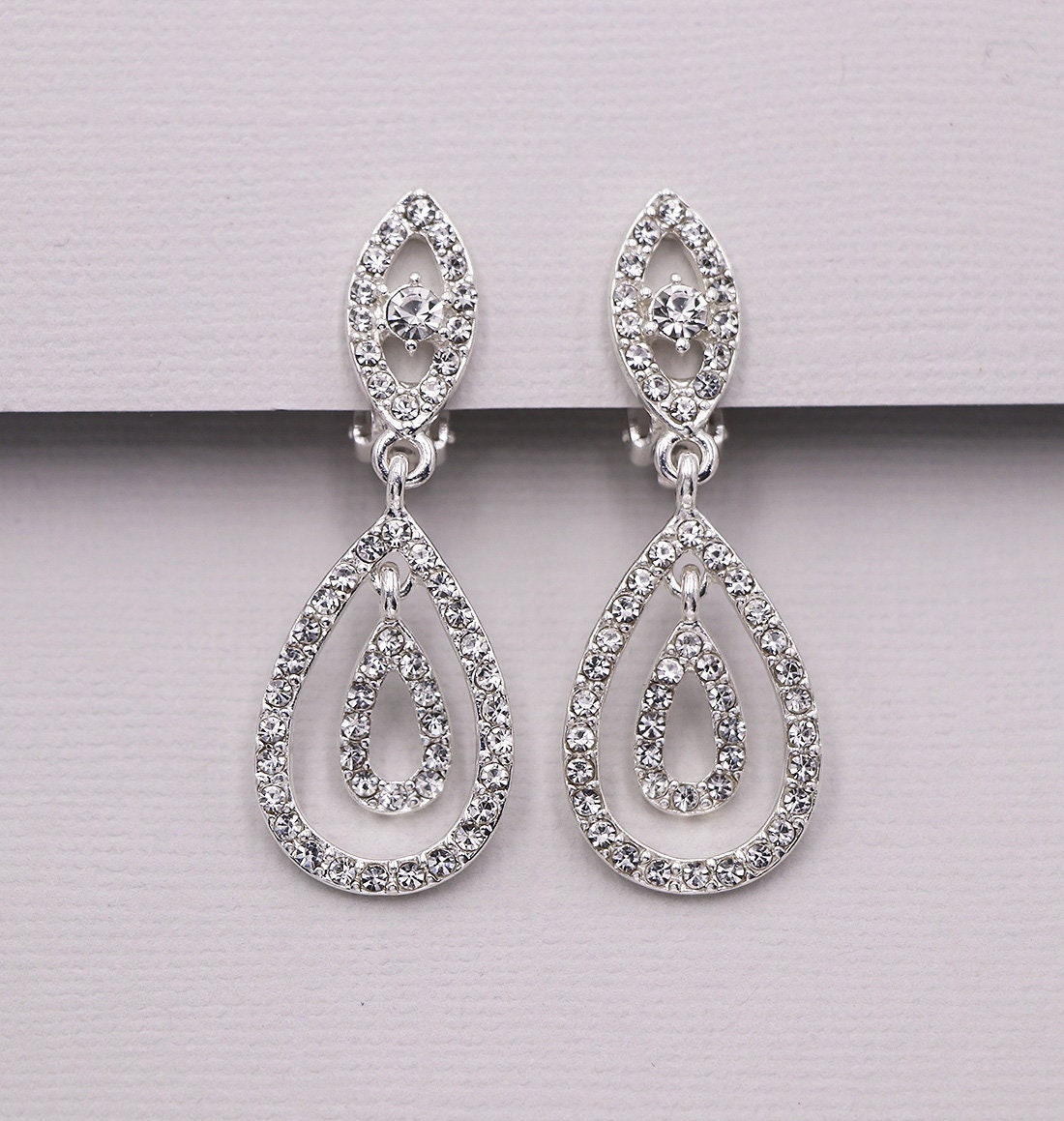 Bridget Crystal Clip On Earrings